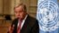 U.N. Secretary-General Antonio Guterres speaks during a press conference in Cairo, Egypt, Oct. 19, 2023, as Palestinians in war-torn Gaza await aid trucks promised in a deal struck by the U.S. 