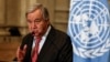FILE - U.N. Secretary-General Antonio Guterres speaks during a news conference in Cairo, Oct. 19, 2023. He appealed Feb. 8, 2023, for a humanitarian cease-fire in Gaza, warning of a catastrophe if Israel proceeds with a reported plan for military strikes in Rafah, Gaza Strip.