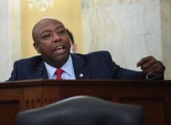 Senator Tim Scott di Capitol Hill di Washington. (Kevin Dietsch / Pool via AP)