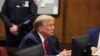 El expresidente Donald Trump durante una audiencia judicial acusado de falsificar registros comerciales para encubrir un pago de dinero a una estrella porno antes de las elecciones de 2016, en la Corte Suprema de Nueva York en Manhattan el 15 febrero 2024.