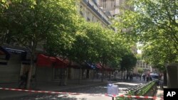 The streets around Notre Dame cathedral are cordoned off in Paris, France, April 18, 2019. 