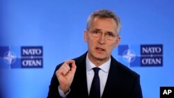 Sekjen NATO Jens Stoltenberg di Markas Besar NATO di Brussels, 28 Februari 2020. (Foto: dok).