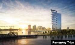A conceptual drawing of a casino resort in the city of Norfolk, Va., proposed by the Pamunkey Tribe.