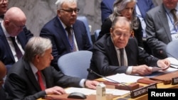 Russian Foreign Minister Lavrov chairs U.N. Security Council meeting, in New York