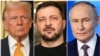 Колаж із архівних фотографій AP: президент США Дональд Трамп, президент України Володимир Зеленський та президент РФ Володимир Путін 