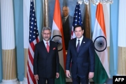 U.S. Secretary of State Marco Rubio, right, meets with Indian Foreign Minister Subrahmanyam Jaishankar at the State Department in Washington on Jan. 21, 2025.