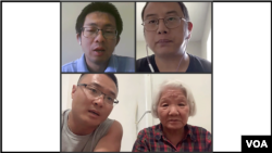 程万里（左上）、邱孝斌（右上）、金鹏和母亲文彦清（下）讲述去国离乡的原因