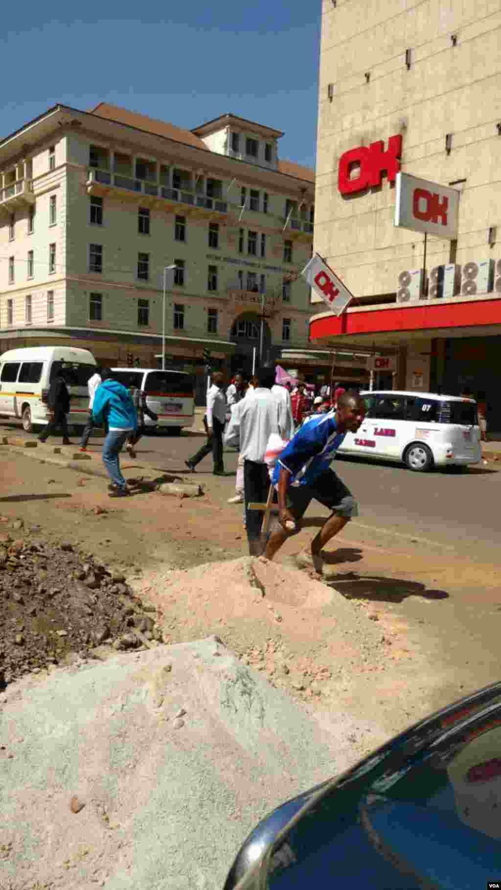 Some of the protesters in running battles with the police.