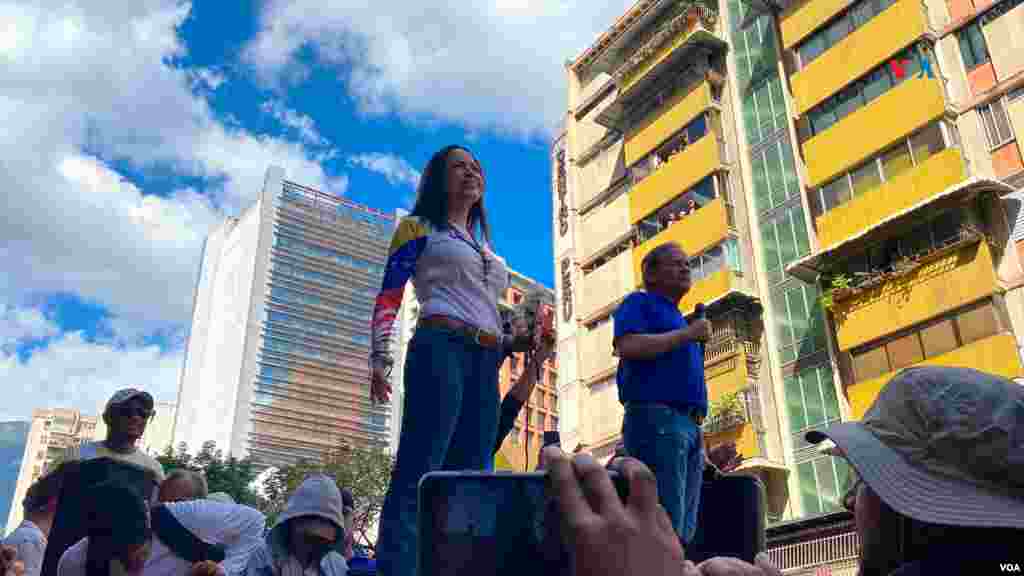 La líder opositora habló frente a miles de simpatizantes en la capital del país.&nbsp;