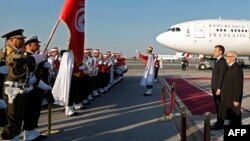 Le président Emmanuel Macron et son homologue Beji Caid Essebsi à Tunis, le 31 janvier 2018.