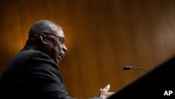 Secretary of Defense Lloyd Austin testifies before a Senate Appropriations Committee hearing, June 17, 2021, on Capitol Hill in Washington.