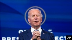 President-elect Joe Biden speaks at The Queen theater in Wilmington, Del., Jan. 6, 2021. 