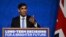British Prime Minister Rishi Sunak speaks during a press conference on the net zero target in London on Sept. 20, 2023.