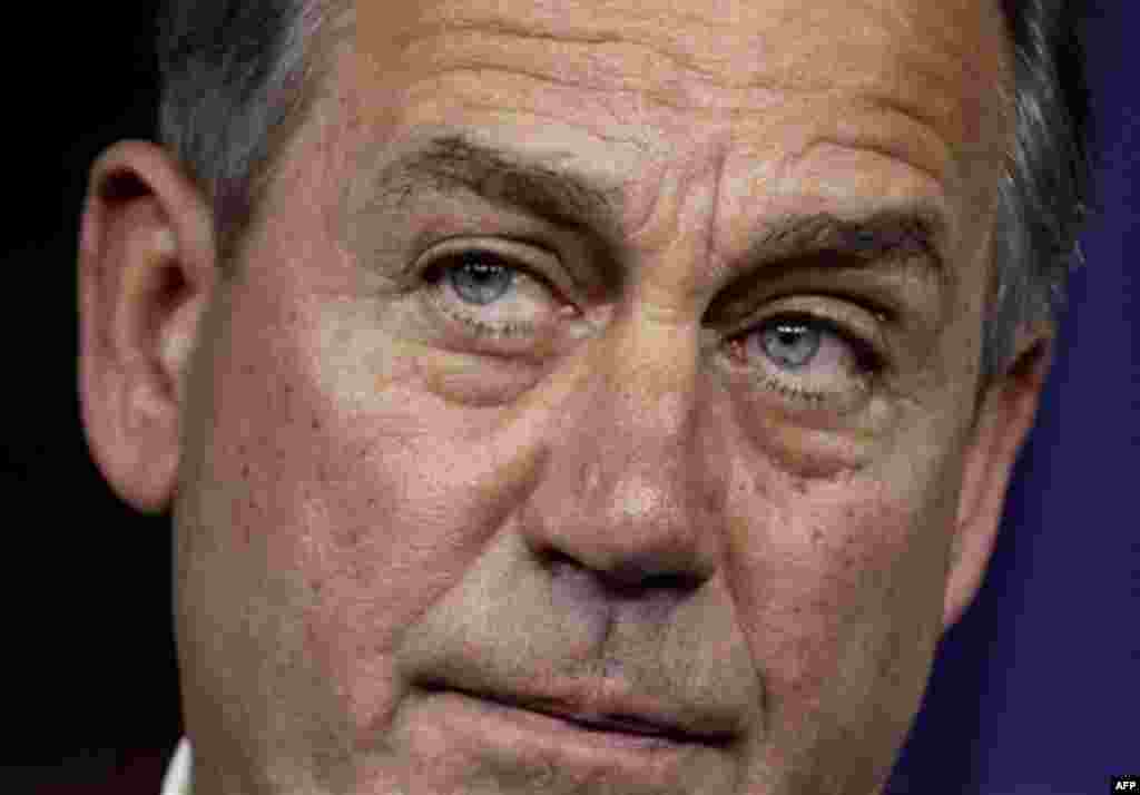 House Speaker John Boehner of Ohio takes part in a news conference on Capitol Hill in Washington, Thursday, July 28, 2011, to discuss the debt crisis showdown. (AP Photo/J. Scott Applewhite)