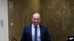 Naftali Bennett arrives to attend the weekly cabinet meeting in Jerusalem June 2, 2019