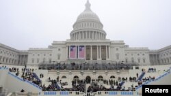 General view of the capitol during a dress rehearsal for the inaugural of President Barack Obama at the US Capitol, Washington DC, January 13, 2013. 