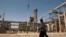 FILE - A man walks past the Mahshahr petrochemical plant in Khuzestan province, southwest of Tehran, Iran, Sept. 28, 2011.