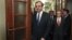 Newly appointed Greek Prime Minister Antonis Samaras arrives for the first cabinet meeting of his government at the parliament in Athens, June 21, 2012.