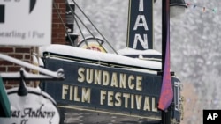 FILE - The marquee of the Egyptian Theatre is shown Thursday, Jan. 28, 2021, in Park City, Utah.