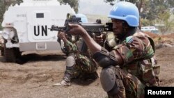 Tanzanian Forces of the U.N. Intervention Brigade attend a training session outside Goma in the eastern Democratic Republic of Congo, Aug. 9, 2013.