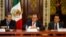 FILE - Mexican Finance Minister Luis Videgaray (C), Mexico's Economy Minister Ildefonso Guajardo (R) and Deputy Governor of the Bank of Mexico Roberto del Cueto attend a news conference in Mexico City, Mexico, June 24, 2016.
