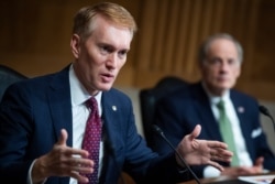 FILE - Sen. James Lankford, R-Okla. speaks on Capitol Hill, June 25, 2020.