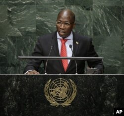 FILE - Domingos Simoes Pereira, then-Prime Minister of Guinea-Bissau, speaks during the 69th session of the United Nations General Assembly at U.N. headquarters, Sept. 29, 2014.