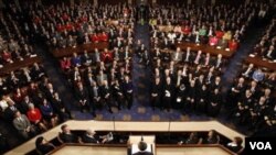 El presidente Barack Obama habla ante las dos cámaras del Congreso de Estados Unidos, en un discurso ttelevisado a toda la nación.