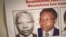 FILE: The date of arrest and a red cross are seen written on the face of Felicien Kabuga, one of the last key suspects in the 1994 Rwandan genocide, on a wanted poster at the Genocide Fugitive Tracking Unit office in Kigali, Rwanda, on May 19, 2020.