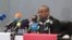 FILE - New president of the African soccer confederation Ahmad of Madagascar, speaks at a press conference in Marrakesh, Morocco, Tuesday, March 28, 2017. 
