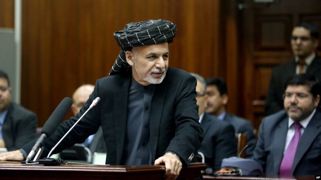 Presiden Afghanistan Ashraf Ghani di hadapan parlemen di Kabul, Afghanistan (20/1).