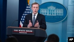(FILE) White House national security adviser Jake Sullivan speaks during a press briefing at the White House, Wednesday, April 24, 2024, in Washington.