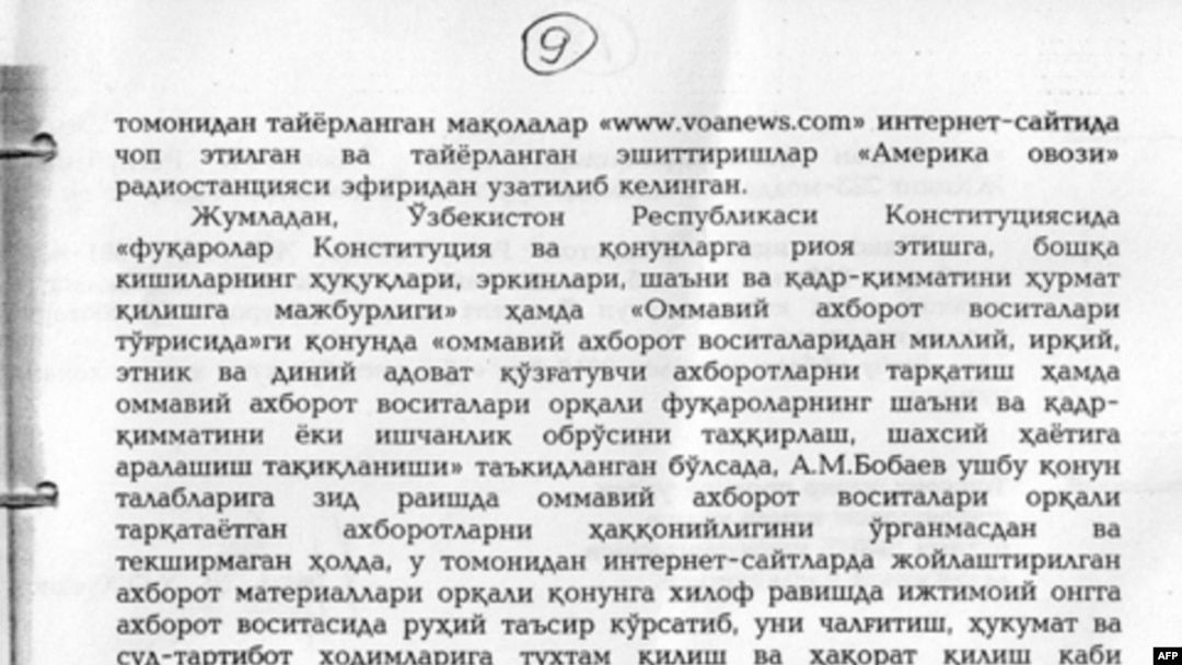Amerika Ovozi muxbiriga berilgan ayblov xulosalari 9-bet