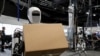 FILE - A view of Apollo, the humanoid robot built by Apptronik, Inc. carries a package at Austin, Texas, October 25, 2023.