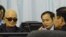 Nuon Chea, left, also known as Brother Number Two, attends testimony of former Khmer Rouge leaders, Phnom Penh, March 20, 2012.