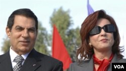 Mantan Presiden Tunisia Zine EL Abidine Ben Ali dan isterinya, Leila Trabelsi (foto: dok.).