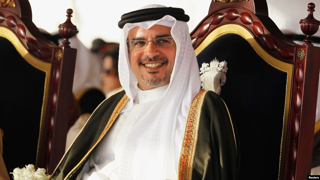 FILE - Bahrain's Crown Prince Salman bin Hamad al-Khalifa smiles during a ceremony organised by residents of Southern Governorate.