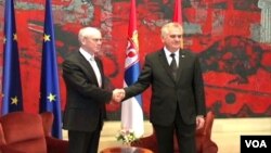 Predsednik Evropskog saveta Herman van Rompej i predsednik Srbije Tomislav Nikolić u Beogradu, 1. jul 2013.