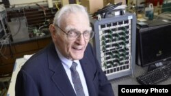 Dr. John Goodenough sits inside a laboratory at the University of Texas at Austin's Cockrell School of Engineering. (UT at Austin)