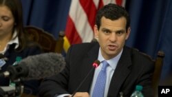 U.S. Under Secretary for Terrorism and Financial Intelligence David Cohen talks to the media during a press conference in Rome, October 3, 2012.
