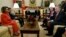 U.S. President Donald Trump and Vice President Mike Pence meet with House Democratic leader Nancy Pelosi, House Speaker Paul Ryan, Senate Majority Leader Mitch McConnell and Senate Minority Leader Chuck Schumer in the Oval Office of the White House in Washington, Dec. 7, 2017.