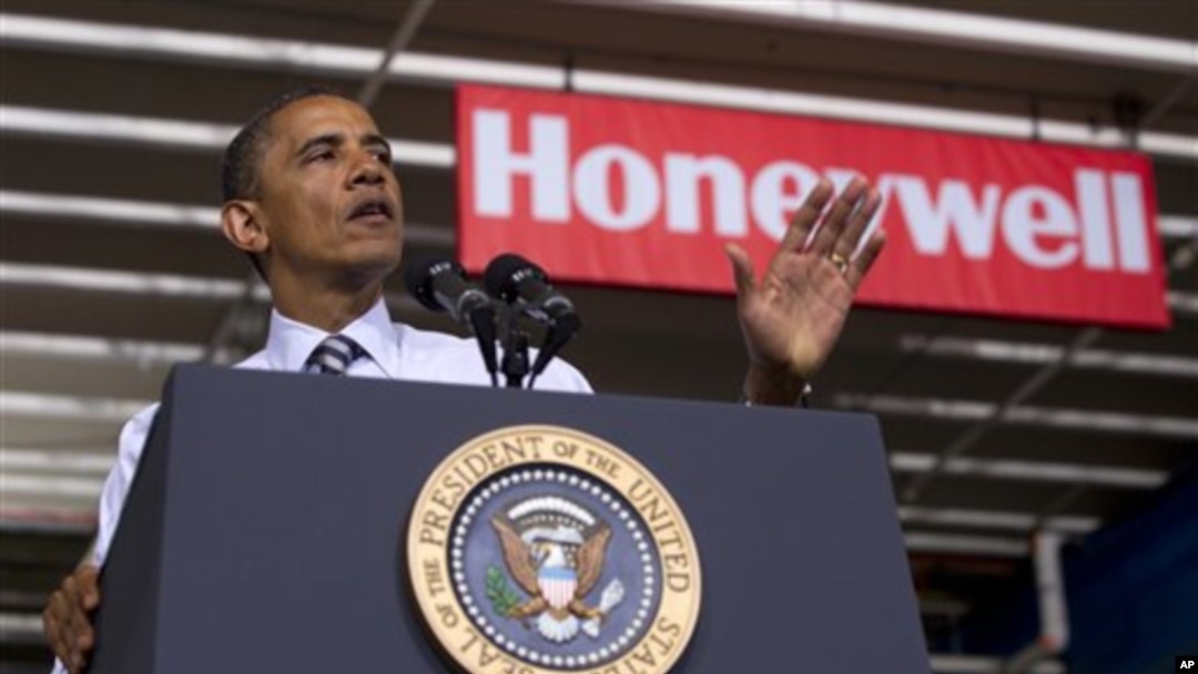 Tổng thống Obama phát biểu tại bang Minnesota về công văn việc làm cho các cựu quân nhân, ngày 1 tháng 6, 2012