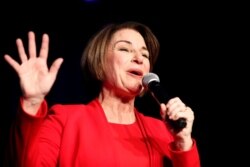 Democratic presidential candidate Sen. Amy Klobuchar, D-Minn., speaks at the Clark County Democratic Party "Kick-Off to Caucus 2020" event, Feb. 15, 2020, in Las Vegas.