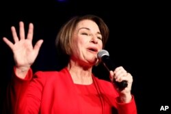 Democratic presidential candidate Sen. Amy Klobuchar, D-Minn., speaks at the Clark County Democratic Party "Kick-Off to Caucus 2020" event, Feb. 15, 2020, in Las Vegas.