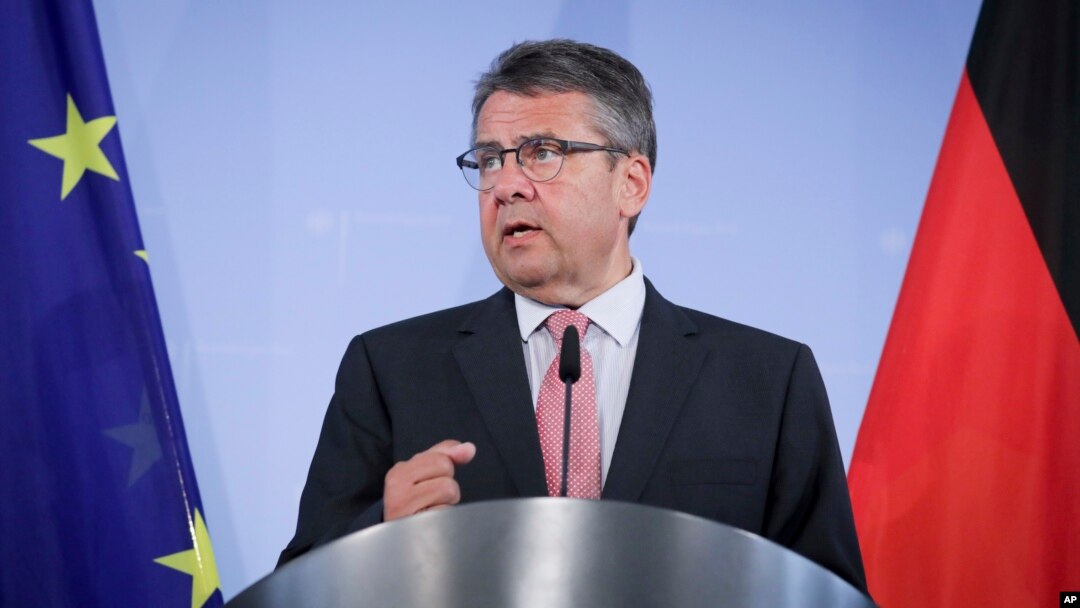 German Foreign Minister Sigmar Gabriel speaks during a news conference in Berlin, Germany, July 20, 2017. 