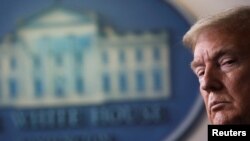 Presiden AS Donald Trump ketika ia berbicara di Gedung Putih di Washington, AS, 17 April 2020. (Foto: Reuters/Leah Millis)