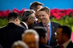 Matt Pottinger, U.S. Deputy National Security Adviser, arrives for the opening ceremony of the Belt and Road Forum at the China National Convention Center in Beijing, May 14, 2017.