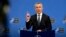 NATO Secretary General Jens Stoltenberg speaks during a media conference at NATO headquarters in Brussels, Belgium, April 1, 2019. President Donald Trump is meeting, April 2, 2019, with Stoltenberg at the White House.