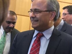 Asad Majeed Khan, Pakistan's ambassador to the United States, is seen at an Ambassadors Dialogue event in Washington, Dec. 16, 2019. (Natalie Liu/VOA News)