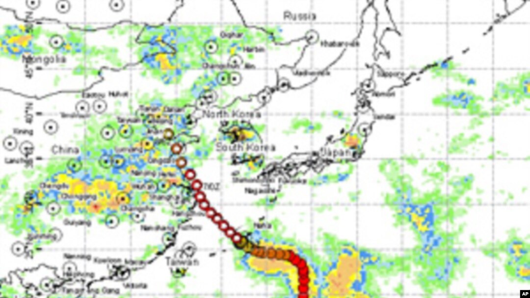 Predicted track of Typhoon Muifa